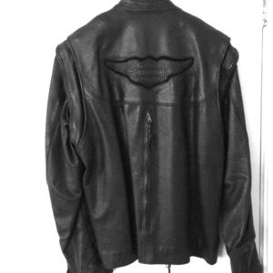 Black Leather Harley Davidson Motorcycle Jacket